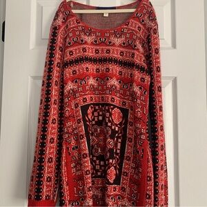 Francesca's Blue Rain Womens Dress Red-Long Sleeve Size M